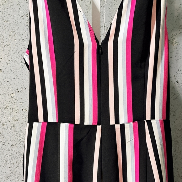 #027 Sz XL Express Striped One-Piece Jumpsuit with Pink and Black Accents - Picture 8 of 15